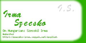 irma szecsko business card